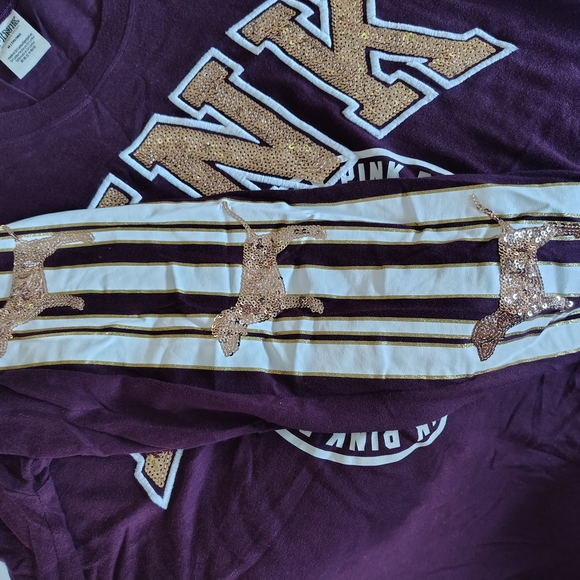 PINK Victoria's Secret Maroon Sequin Long Sleeve - Picture 5 of 10